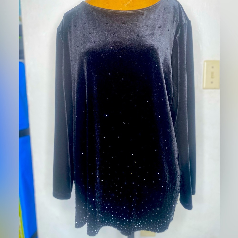 Chico’s Travelers Embellished Velvet Top